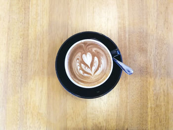 High angle view of coffee on table