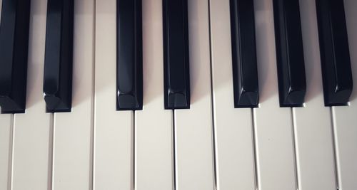 High angle view of piano keys