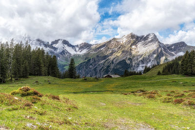Various bernese alps mountain views along oeschinensee lake hiking path. taken in switzerland