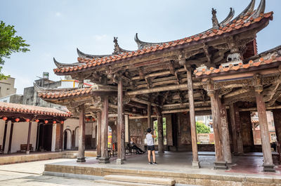 Low angle view of temple building against sky