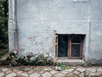 Closed door of old building