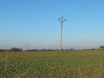 Scenic view of field against clear sky