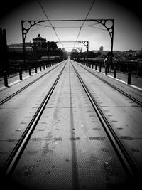 Railroad track at night