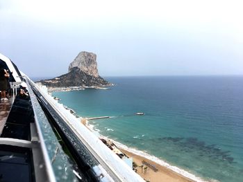 High angle view of sea against clear sky