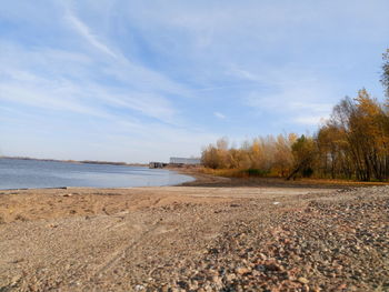 Scenic view of beach against sky