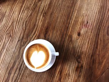 Directly above shot of cappuccino on table