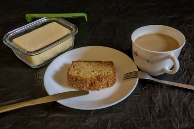 High angle view of food on table