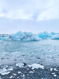 Scenic view of frozen sea against sky