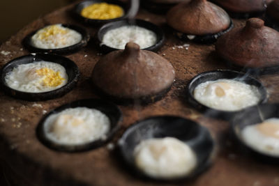 High angle view of food on table