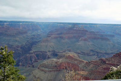 High angle view of mountains against sky