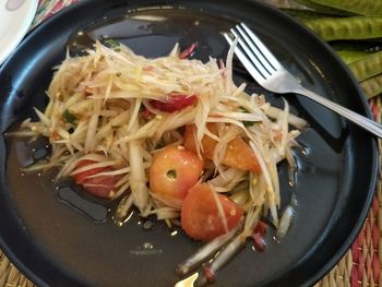 Close-up of noodles in plate