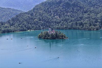 Scenic view of lake and mountains