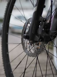 Close-up of bicycle wheel