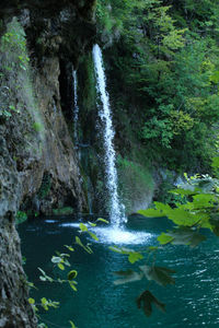 Scenic view of waterfall