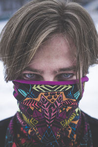 Close-up of man wearing mask