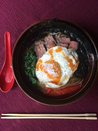 High angle view of food in plate