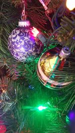 Close-up of illuminated christmas tree