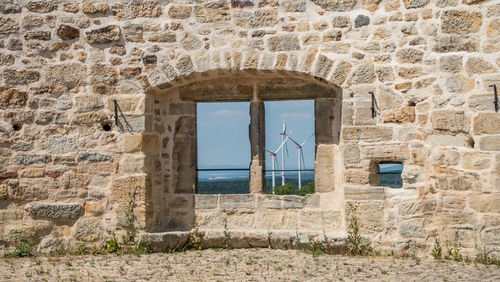 Entrance of old building against sky