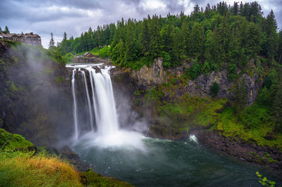 Scenic view of waterfall in forest