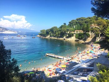 High angle view of beach against sky