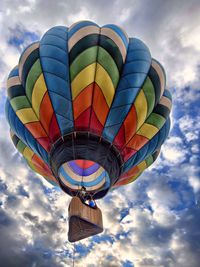 Low angle view of hot air balloon against sky