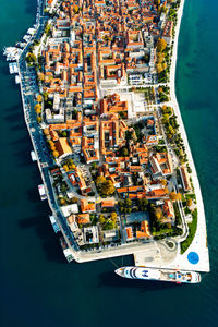 High angle view of boats in sea