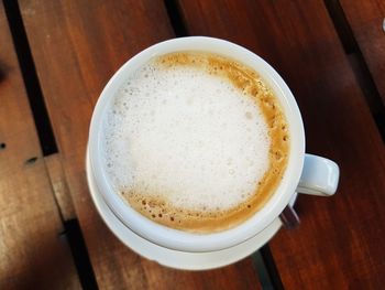 High angle view of coffee on table