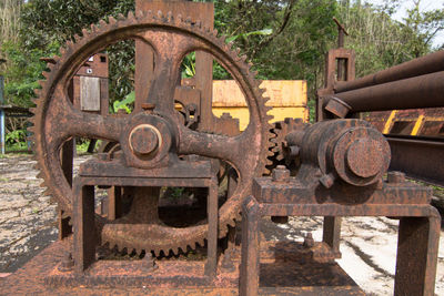 Close-up of old machinery