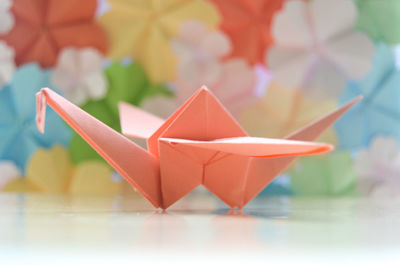 Close-up of paper toy on table
