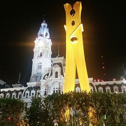 Low angle view of illuminated temple