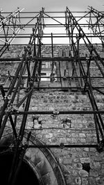 High angle view of construction site against sky