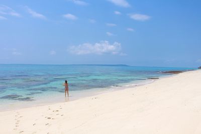 Rear view of man standing on beach