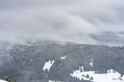 Aerial view of snowcapped mountain against sky