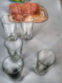 High angle view of drink on table