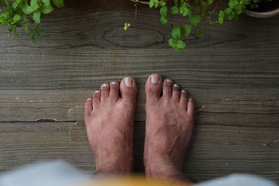 Lower section of a person foot shot from upper perspective