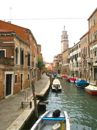 View of boats in canal