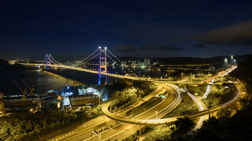 Light trails on road at night