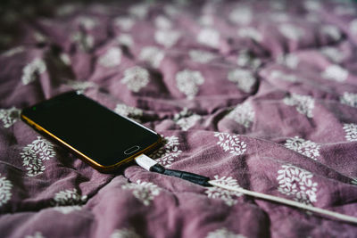 Close-up view of mobile phone