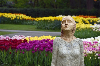 View of statue in garden