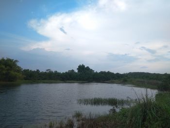 Scenic view of lake against sky