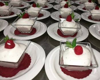 High angle view of dessert in plate