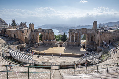 Extra wide angle view of the famous greek theater of taormina