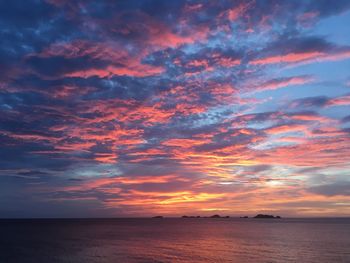 Scenic view of sea against sky at sunset