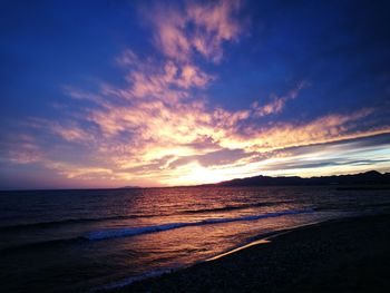 Scenic view of beach during sunset