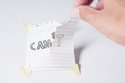 Close-up of text written on white background
