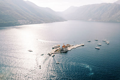 High angle view of boat in sea