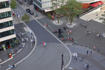 High angle view of city street