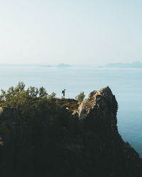 Scenic view of sea against clear sky