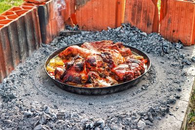 High angle view of food