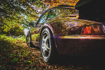 Vintage car parked on land